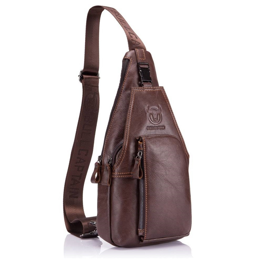  BULLCAPTAIN Genuine Leather Men Bags Shoulder Sling Crossbody  Bag Casual Mens Chest Bag Travel Hiking Backpack (Black) : Sports & Outdoors