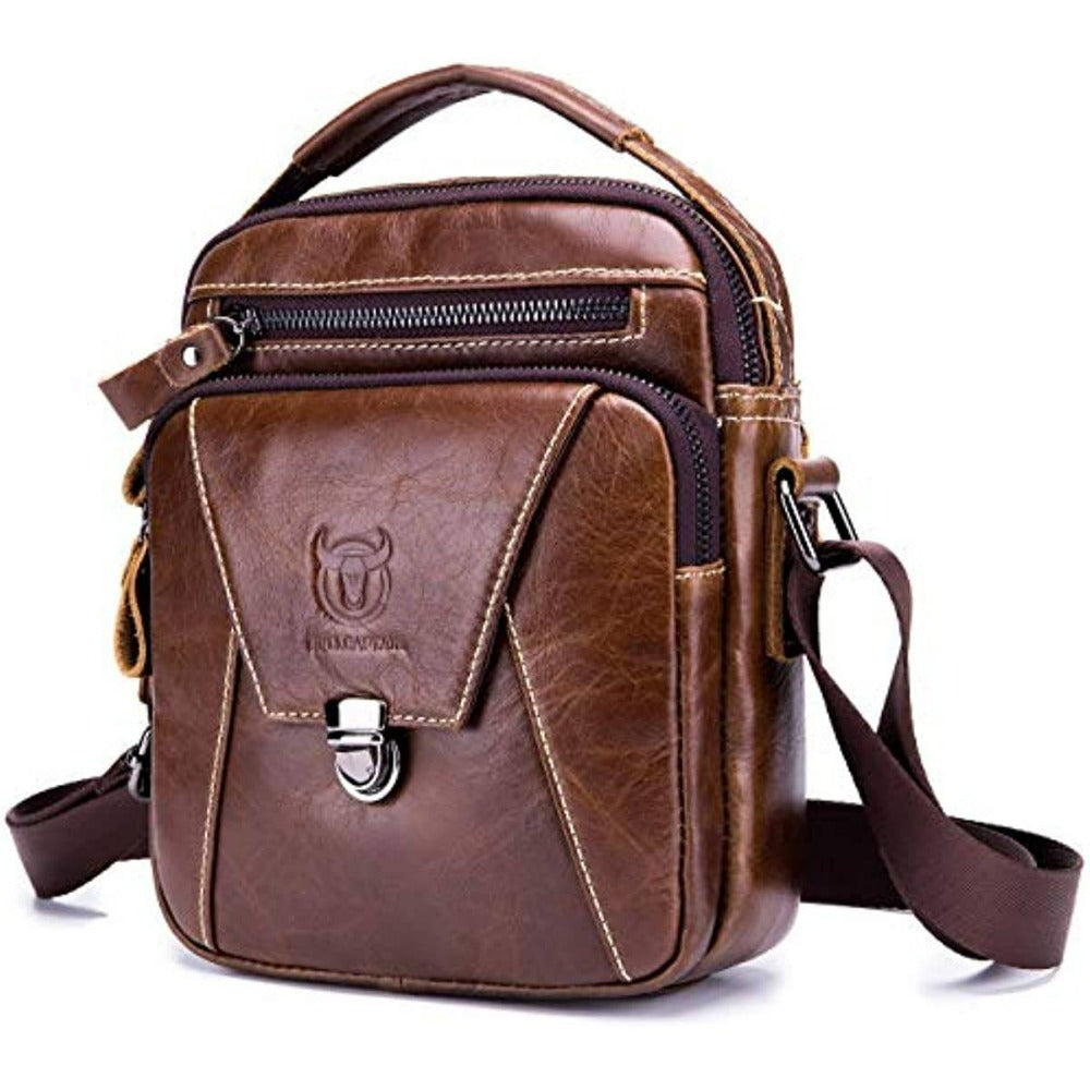 Bullcaptain Genuine Leather Business Messenger Bag Vintage outlet Mini Shoulder Bag