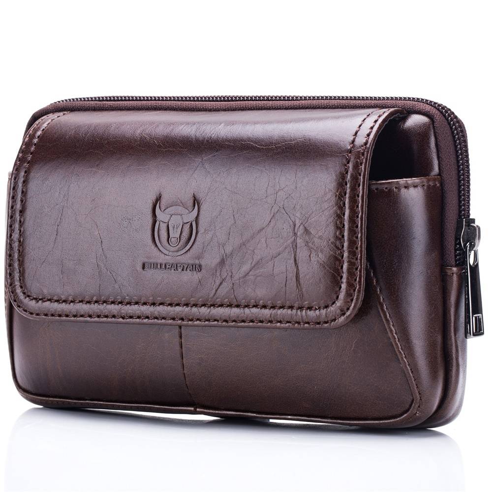 BULLCAPTAIN – Sac Cuir bandouliere Ceinture Homme Pochette Sacoche Téléphone