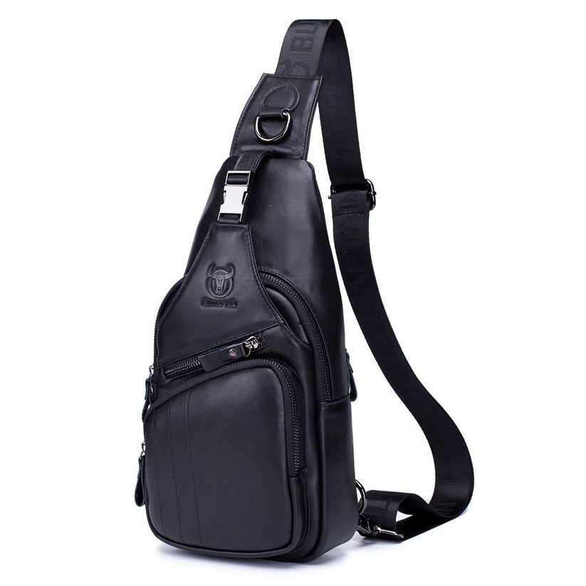BULLCAPTAIN Men Shoulder Bag Sling Backpack Leather Casual Crossbody B