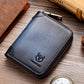 BULLCAPTAIN Genuine Leather Accordion Card Holder Men Zipper Wallet