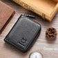 BULLCAPTAIN Genuine Leather Accordion Card Holder Men Zipper Wallet