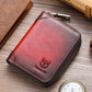 BULLCAPTAIN Genuine Leather Accordion Card Holder Men Zipper Wallet