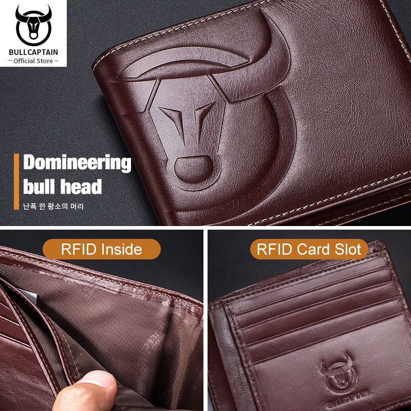 Bullcaptain Genuine Leather Men Wallet Brand Designer Business Wallet