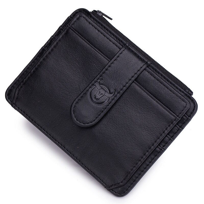 BULLCAPTAIN Leather Wallets for Men RFID Blocking Zipper Bifold Purse