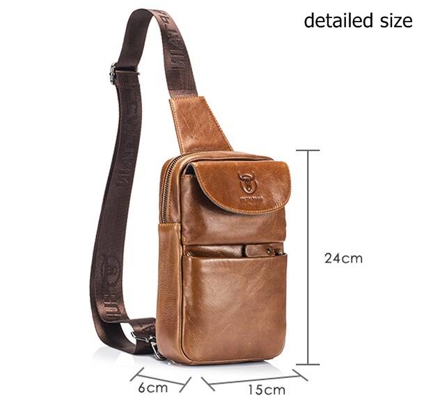 BULLCAPTAIN Genuine Leather Sling Bag Men Bags Small Shoulder Crossbody Bag  for Men Everyday Casual Travel Messenger Bag Handbag, Brown, 2T :  : Fashion