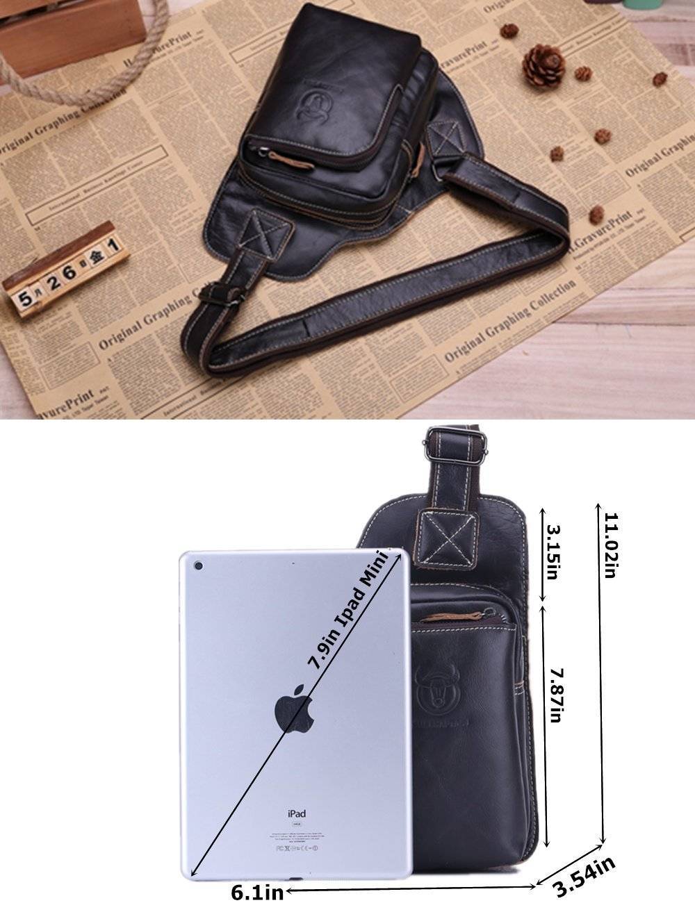Bullcaptain® Men Genuine Leather Crossbody Bag Chest Bag Shoulder Bag –  jackmoda