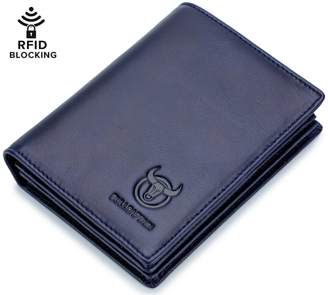 BULLCAPTAIN Men Leather Wallet RFID Blocking Bifold Wallets Multi Credit  Card Holder