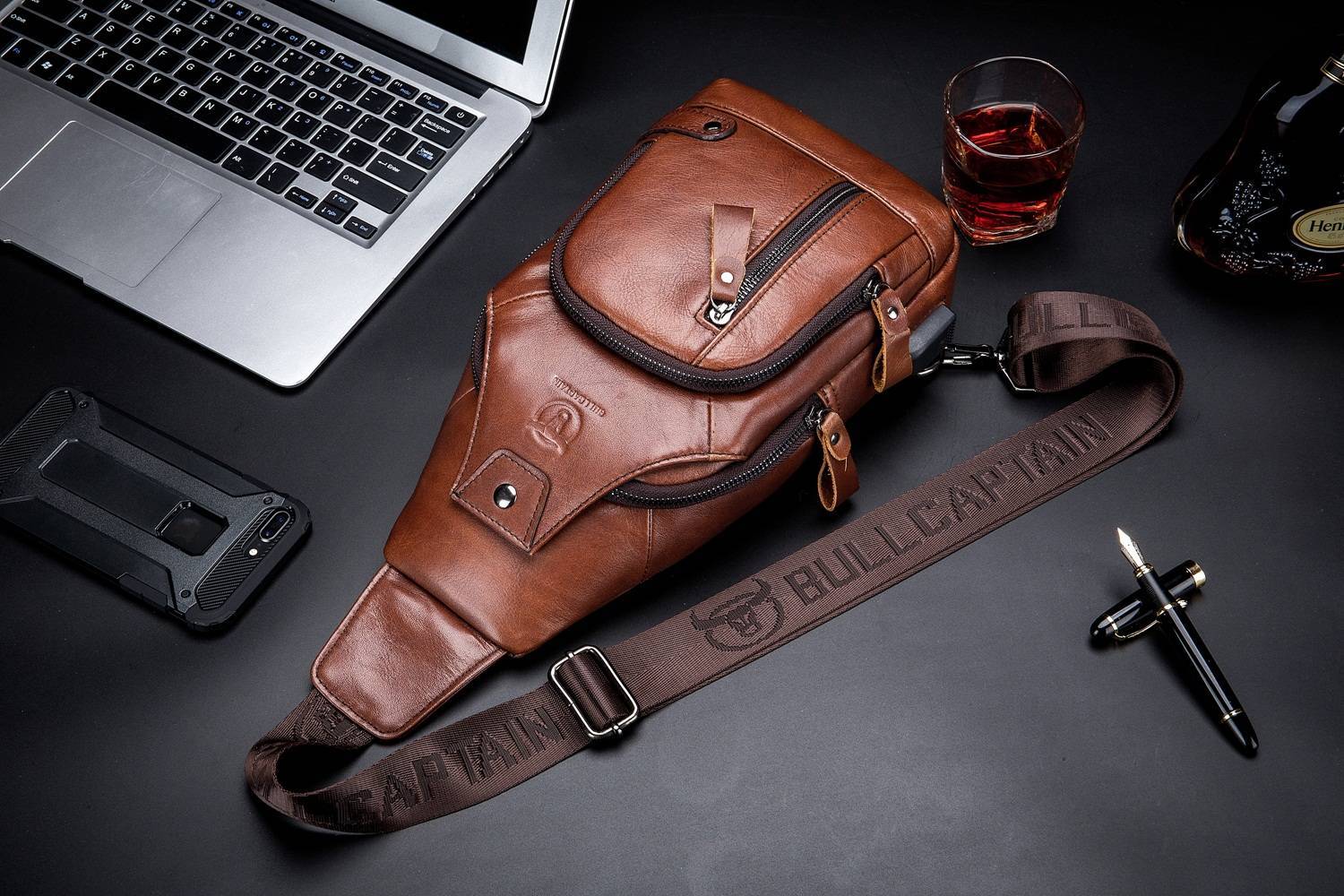 Bullcaptain leather sling online bag