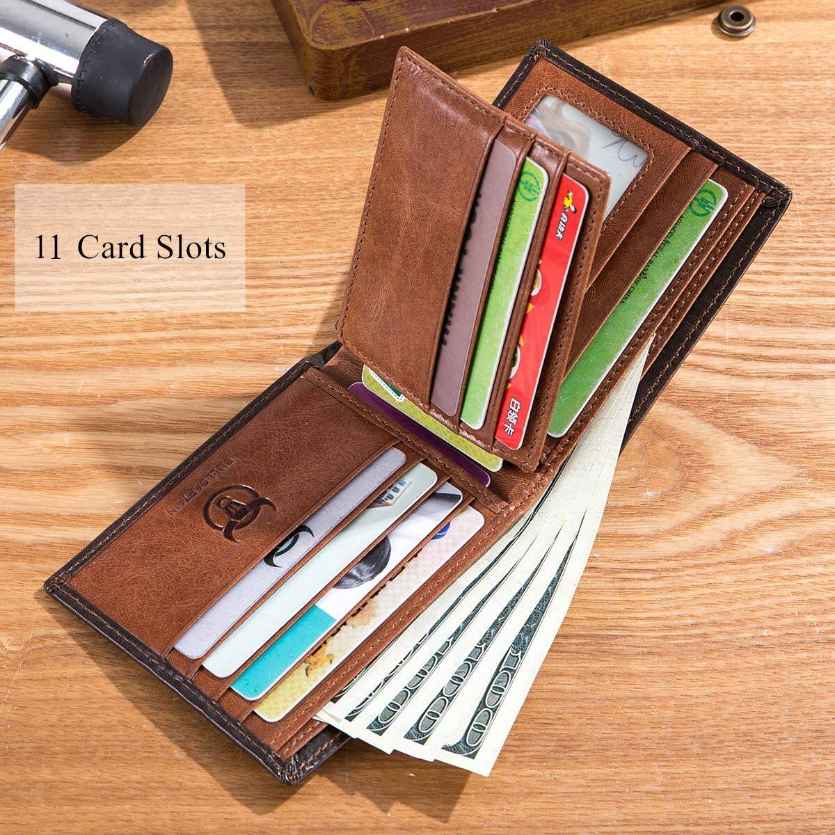 RFID Wallets for Men Slim Bifold Genuine Leather Wallet