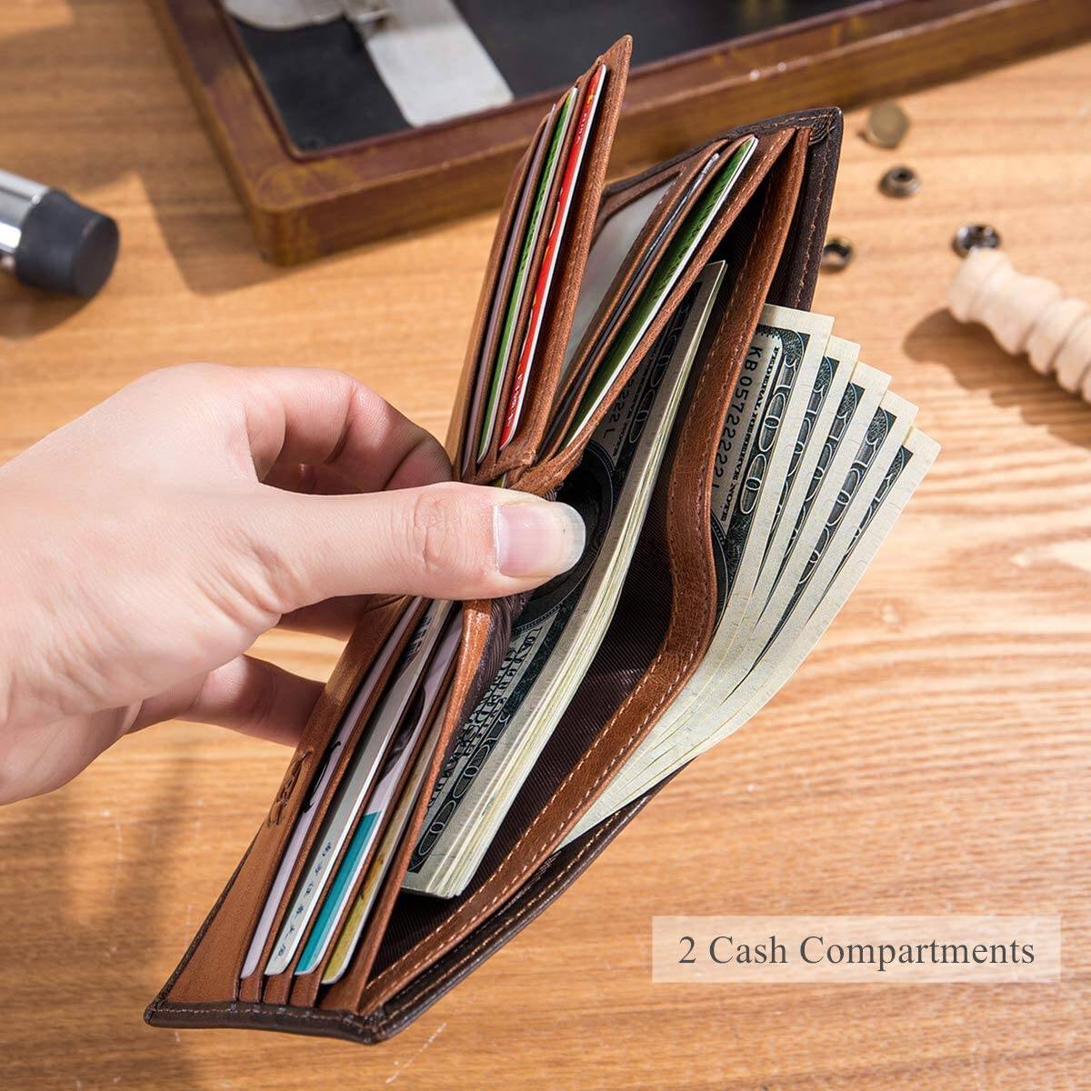 RFID Wallets for Men Slim Bifold Genuine Leather Wallet